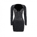 Women Rhinestone Shinning Evening Cocktail Club Mini Party Dress