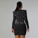 Women Rhinestone Shinning Evening Cocktail Club Mini Party Dress