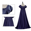 Women Satin Sash Ruffled Puff Sleeve Empire Waist Dress Tea Party Gown - AwwwCos