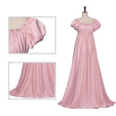 Women Satin Sash Ruffled Puff Sleeve Empire Waist Dress Tea Party Gown - AwwwCos