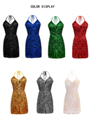 Women Sequin Gown Glitter Sparkly Backless Bodycon Mini Dress - AwwwCos