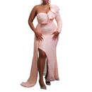 Women Sequin Party Gown One Shoulder Sparkly Glitter Cocktail Maxi Dress - AwwwCos