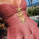 Women Sexy Backless A line Riffles Dress One-piece Beach Swimsuit - AwwwCos