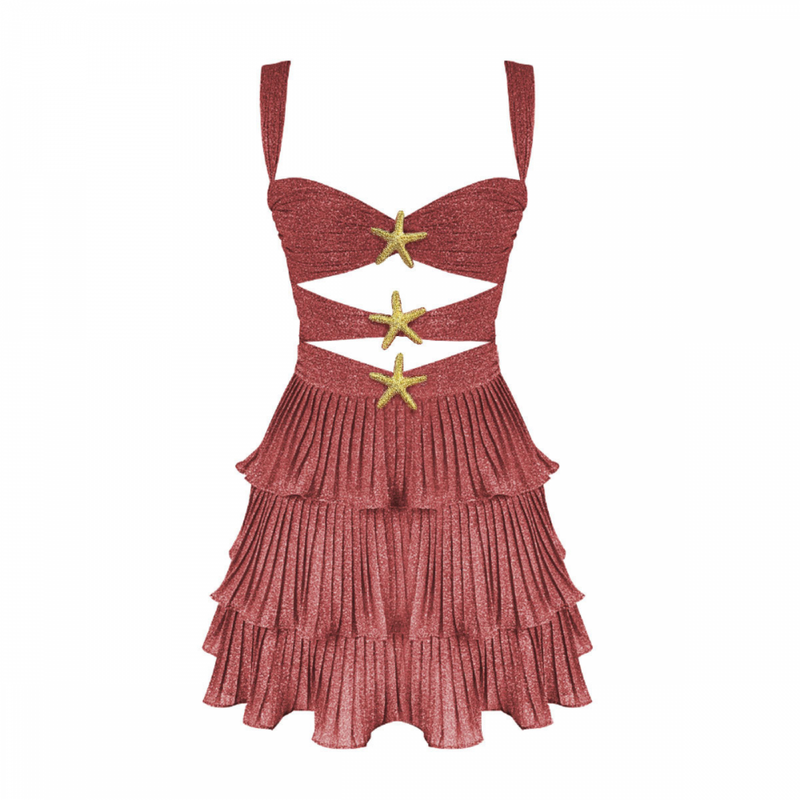 Women Sexy Backless A line Riffles Dress One-piece Beach Swimsuit - AwwwCos