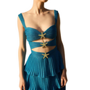 Women Sexy Backless A line Riffles Dress One-piece Beach Swimsuit - AwwwCos