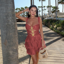 Women Sexy Backless A line Riffles Dress One-piece Beach Swimsuit - AwwwCos