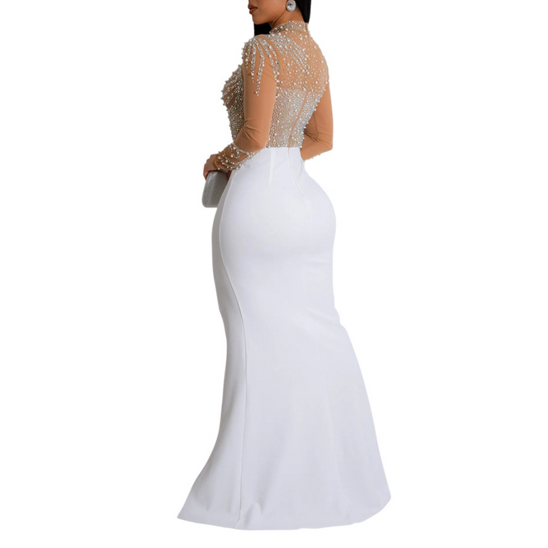 Women Sexy Rhinestone Bodycon Party New Years Turtleneck Club Nigth Gown - AwwwCos