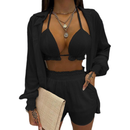 Women Sexy Three-piece Spring Beach Swimsuit Fashion Shorts Suit - AwwwCos