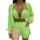 Women Sexy Three-piece Spring Beach Swimsuit Fashion Shorts Suit - AwwwCos