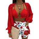 Women Sexy Three-piece Spring Beach Swimsuit Fashion Shorts Suit - AwwwCos