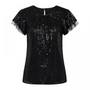 Women Short Sleeve Glitter Sparkly Party Blouse Dressy Sequin Blouse