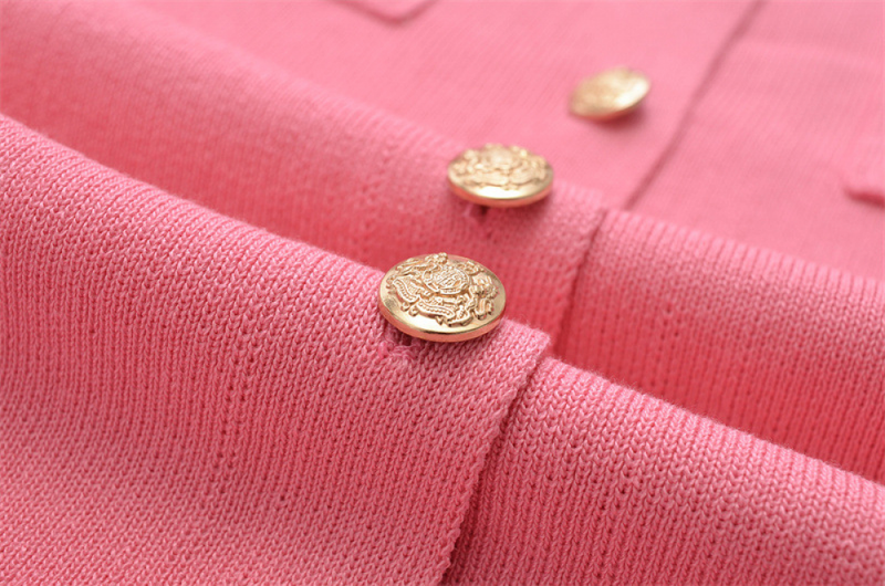 Women Short Sleeve Sweater Button Down Crewneck Ribbed Knit Mini Dress