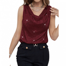 Women Sparkly Club Cocktail Party Drape Neck Glitter Sequin Tank