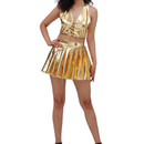 Women Spice Girls Patent Leather Nightclub Halter Vest Pleated Skirt - AwwwCos
