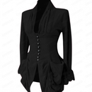 Women Spring Solid Color Elegant V-Neck Single Breasted Long Sleeve Top - AwwwCos