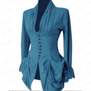 Women Spring Solid Color Elegant V-Neck Single Breasted Long Sleeve Top - AwwwCos