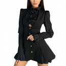 Women Steampunk Blazer Dress Medieval Blazer Jackets V Neck Ruffled Coat - AwwwCos