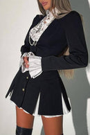 Women Steampunk Blazer Dress Medieval Blazer Jackets V Neck Ruffled Coat - AwwwCos