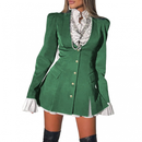 Women Steampunk Blazer Dress Medieval Blazer Jackets V Neck Ruffled Coat - AwwwCos