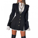 Women Steampunk Blazer Dress Medieval Blazer Jackets V Neck Ruffled Coat - AwwwCos