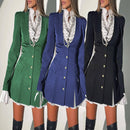 Women Steampunk Blazer Dress Medieval Blazer Jackets V Neck Ruffled Coat - AwwwCos