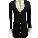 Women Steampunk Blazer Dress Medieval Blazer Jackets V Neck Ruffled Coat - AwwwCos