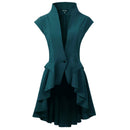 Women Steampunk Cosplay Jackets Tailcoat Cap Sleeve Coat Deep V Neck Tops - AwwwCos