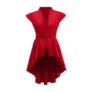 Women Steampunk Cosplay Jackets Tailcoat Cap Sleeve Coat Deep V Neck Tops - AwwwCos