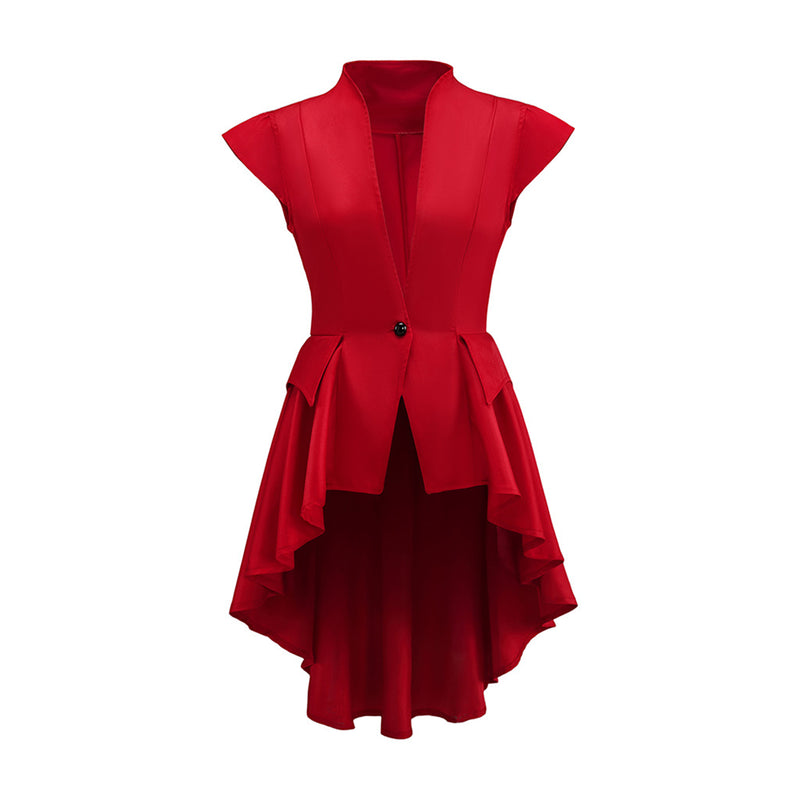 Women Steampunk Cosplay Jackets Tailcoat Cap Sleeve Coat Deep V Neck Tops - AwwwCos