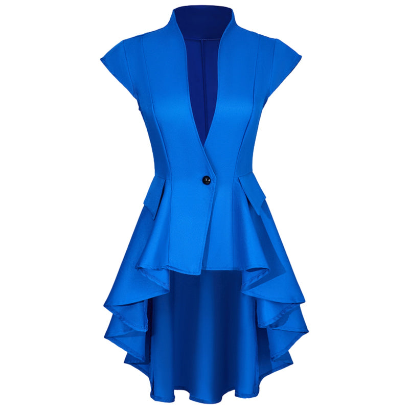 Women Steampunk Cosplay Jackets Tailcoat Cap Sleeve Coat Deep V Neck Tops - AwwwCos