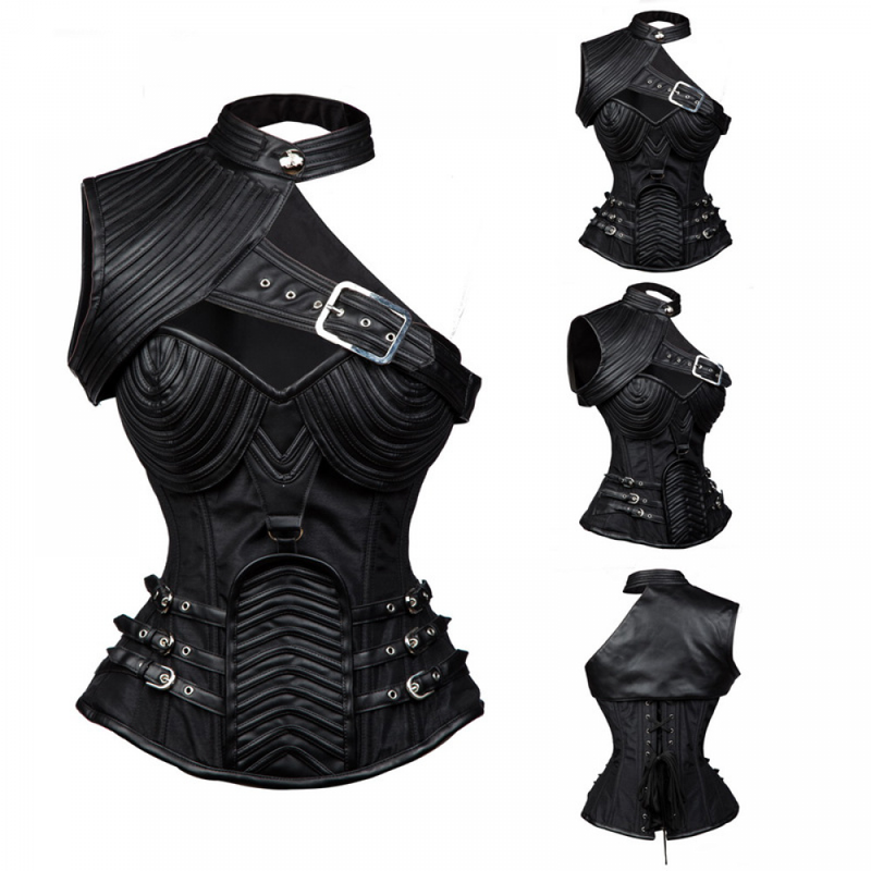 Women Steampunk Gothic Heavy Strong Steel Zipper Boned Corset