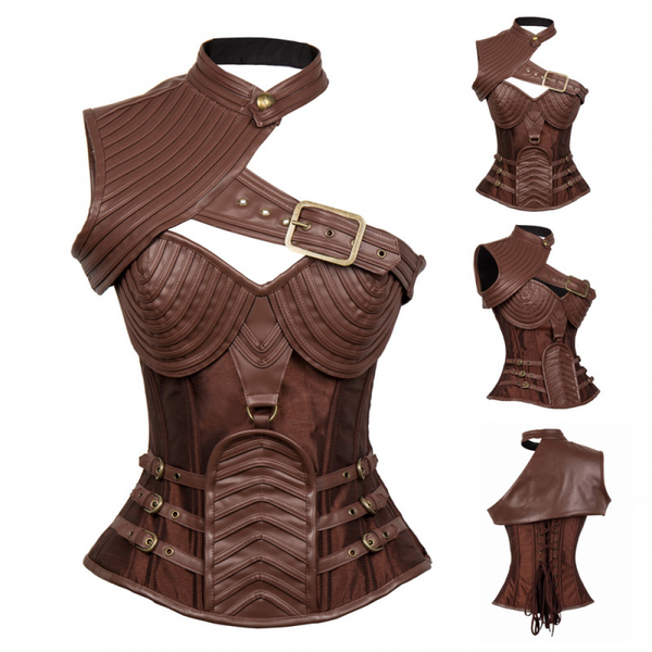 Women Steampunk Gothic Heavy Strong Steel Zipper Boned Corset