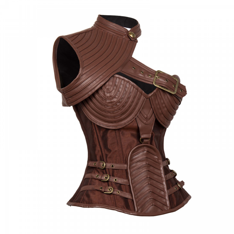 Women Steampunk Gothic Heavy Strong Steel Zipper Boned Corset