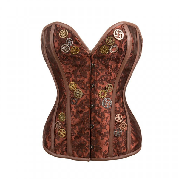 Women Steampunk Gothic Jacquard Corset Sweetheart Bustier