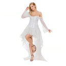 Women Steampunk Victorian Off Shoulder Corset High Low Lace Dress - AwwwCos