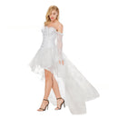 Women Steampunk Victorian Off Shoulder Corset High Low Lace Dress - AwwwCos