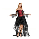 Women Steampunk Victorian Off Shoulder Corset Top High Low Dress - AwwwCos