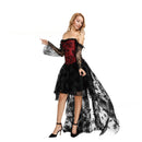 Women Steampunk Victorian Off Shoulder Corset Top High Low Dress - AwwwCos