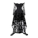 Women Steampunk Victorian Off Shoulder Corset Top High Low Dress - AwwwCos