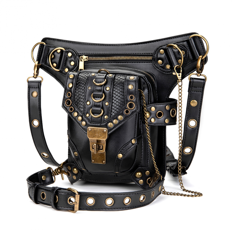Women Steampunk Vintage Motorcar Shoulder Crossbody Bag Chain Waist Bag - AwwwCos
