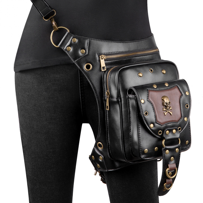 Women Steampunk Vintage Motorcar Shoulder Crossbody Bag Chain Waist Bag - AwwwCos