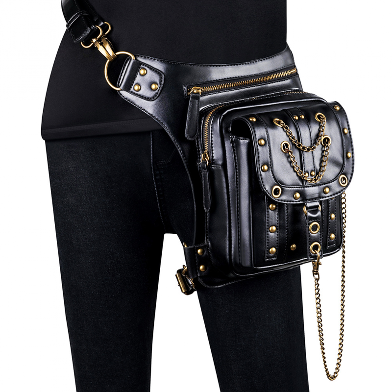 Women Steampunk Vintage Motorcar Shoulder Crossbody Bag Chain Waist Bag - AwwwCos