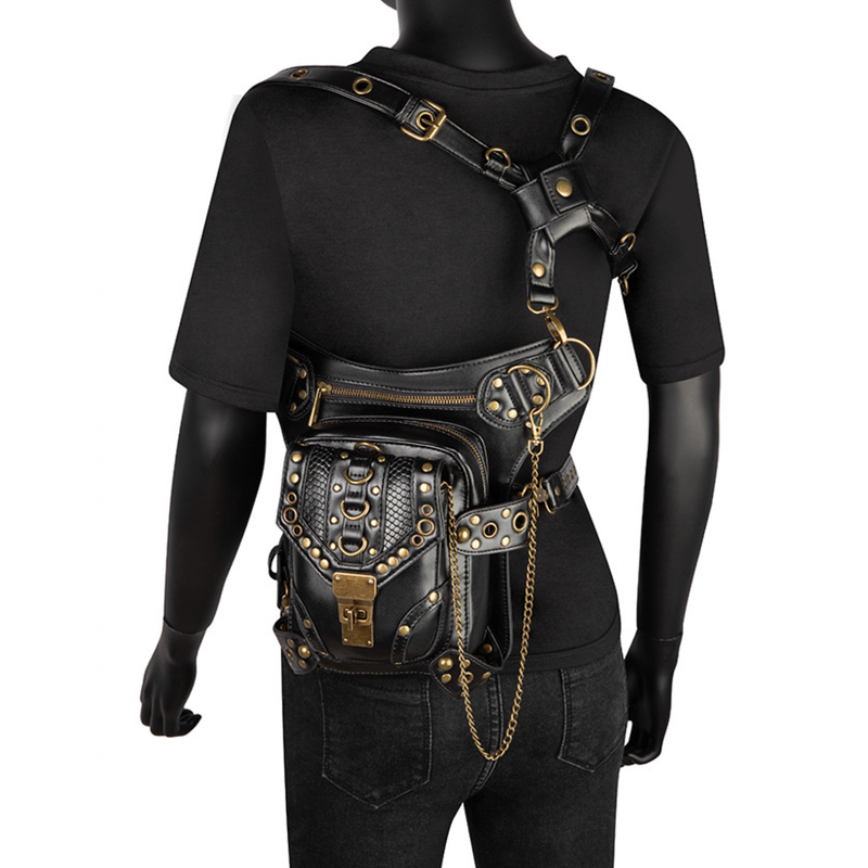Women Steampunk Vintage Motorcar Shoulder Crossbody Bag Chain Waist Bag - AwwwCos