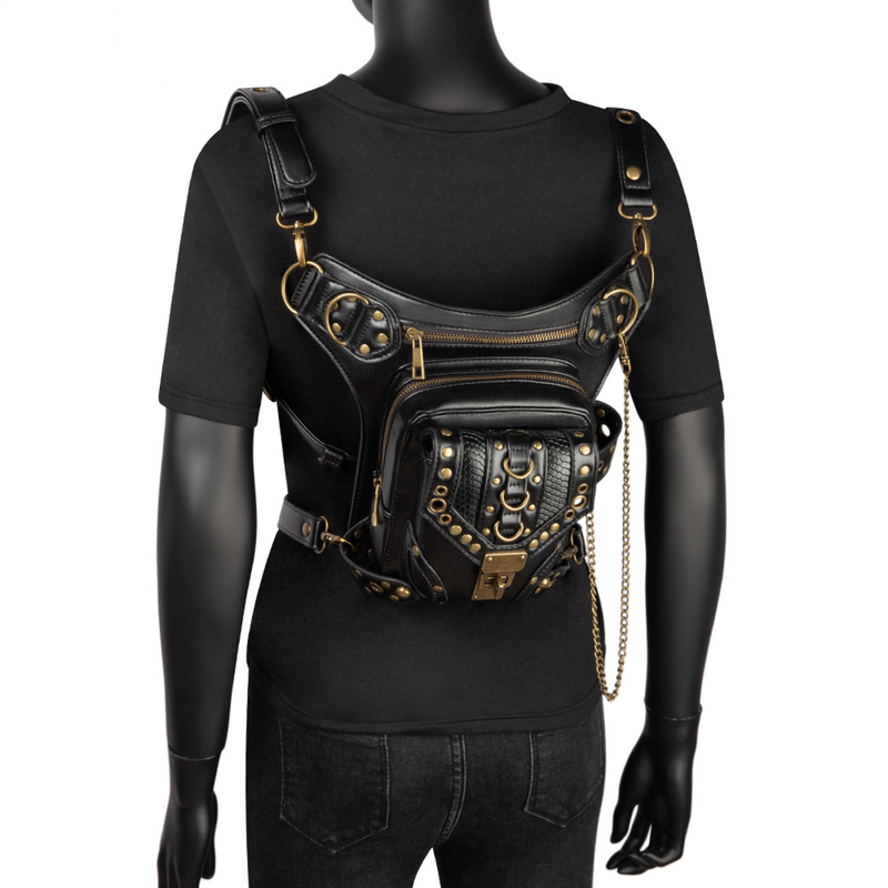 Women Steampunk Vintage Motorcar Shoulder Crossbody Bag Chain Waist Bag - AwwwCos