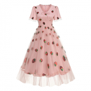 Women Strawberry Sequin Mesh Cute Midi Formal Party Dress - AwwwCos