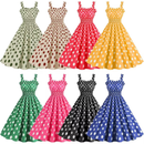 Women Suspender Party Casual Hepburn Style Polka Dot Print Dress - AwwwCos