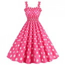 Women Suspender Party Casual Hepburn Style Polka Dot Print Dress - AwwwCos