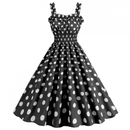 Women Suspender Party Casual Hepburn Style Polka Dot Print Dress - AwwwCos