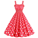 Women Suspender Party Casual Hepburn Style Polka Dot Print Dress - AwwwCos