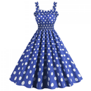 Women Suspender Party Casual Hepburn Style Polka Dot Print Dress - AwwwCos